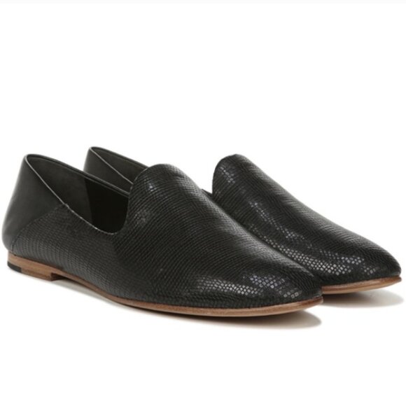 Vince. Shoes Women's Size 6.5 Black - Marley Snakeskin Venetian Loafers‎ - Picture 1 of 14